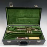 A German B & S Sonora brass trumpet, number 133810, in hard case.