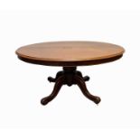 A Victorian mahogany oval breakfast table, height 71cm, width 138cm, depth 106cm.