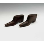 A pair of Victorian treen shoes. Height 4cm, length 10.5cm.