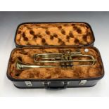 A Boosey and Hawkes B & H 400 brass trumpet, hard case, a/f.