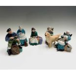 Five Royal Doulton figures comprising 'A Stitch in Time' HN2352, 'Nanny' HN2221, 'The Favourite'