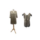 An unworn, silky-feel champagne mini dress by 'Traffic People' labelled small, together with a