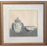 Chinese Porcelain Two watercolours on rice paperCondition report: Image size: 31cm x 33cm. Frame