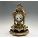 A French gilt metal mantel clock, circa 1880, the movement signed Mesnier Fils, Paris and numbered