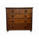 A mahogany chest of drawers, early 19th century, with two short and three long drawers, height 99cm,