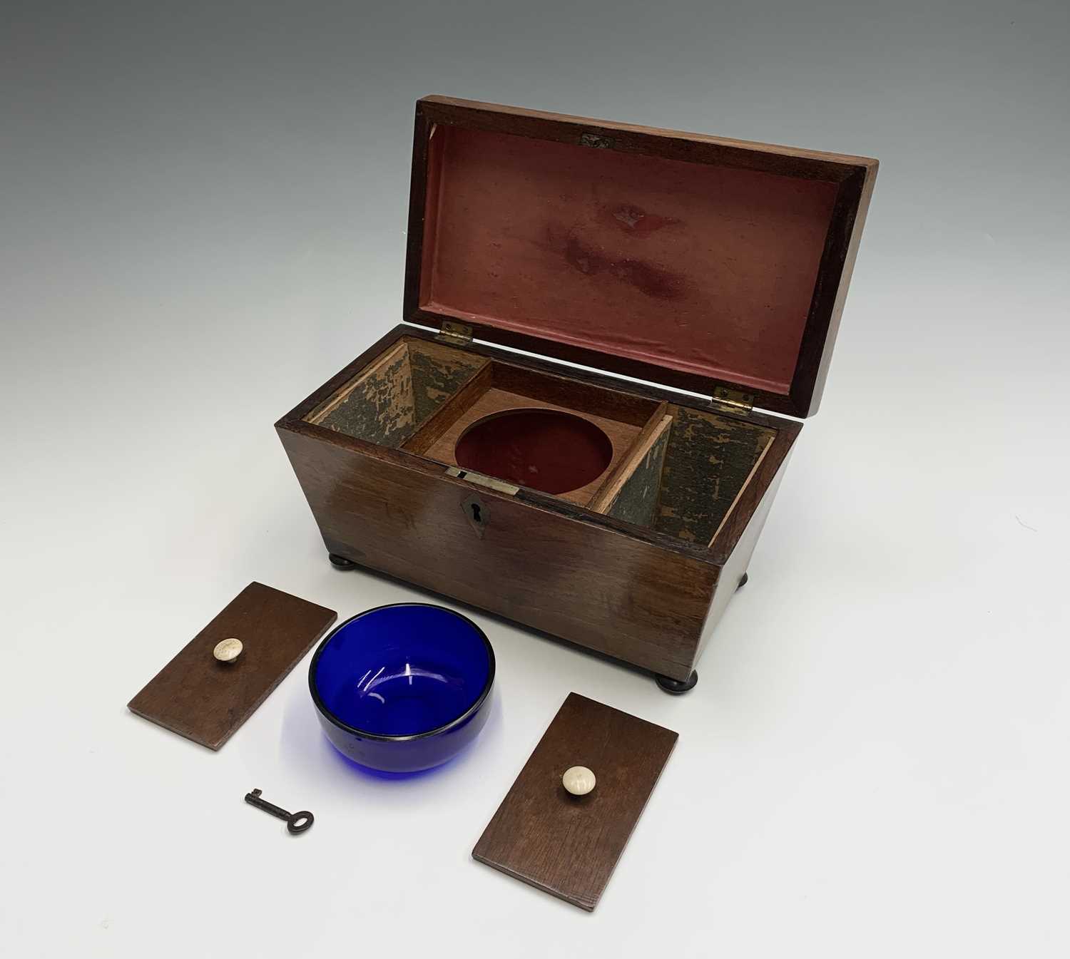 A Regency mahogany tea caddy, the interior with two lidded compartments and aperture for a mixing - Image 5 of 5