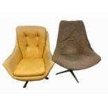 A Lurashell 1960's swivel lounge chair, height 103cm, width 85cm and another 1960's swivel chair.