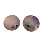 A pair of substantial cast iron spheres. Diameter 40cm (approx).
