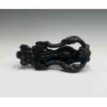 A late Victorian cast iron door knocker, cast with fruit and foliage. Overall height 19cm.