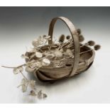 A trug, together with contents of dried flowers. Width 41cm.