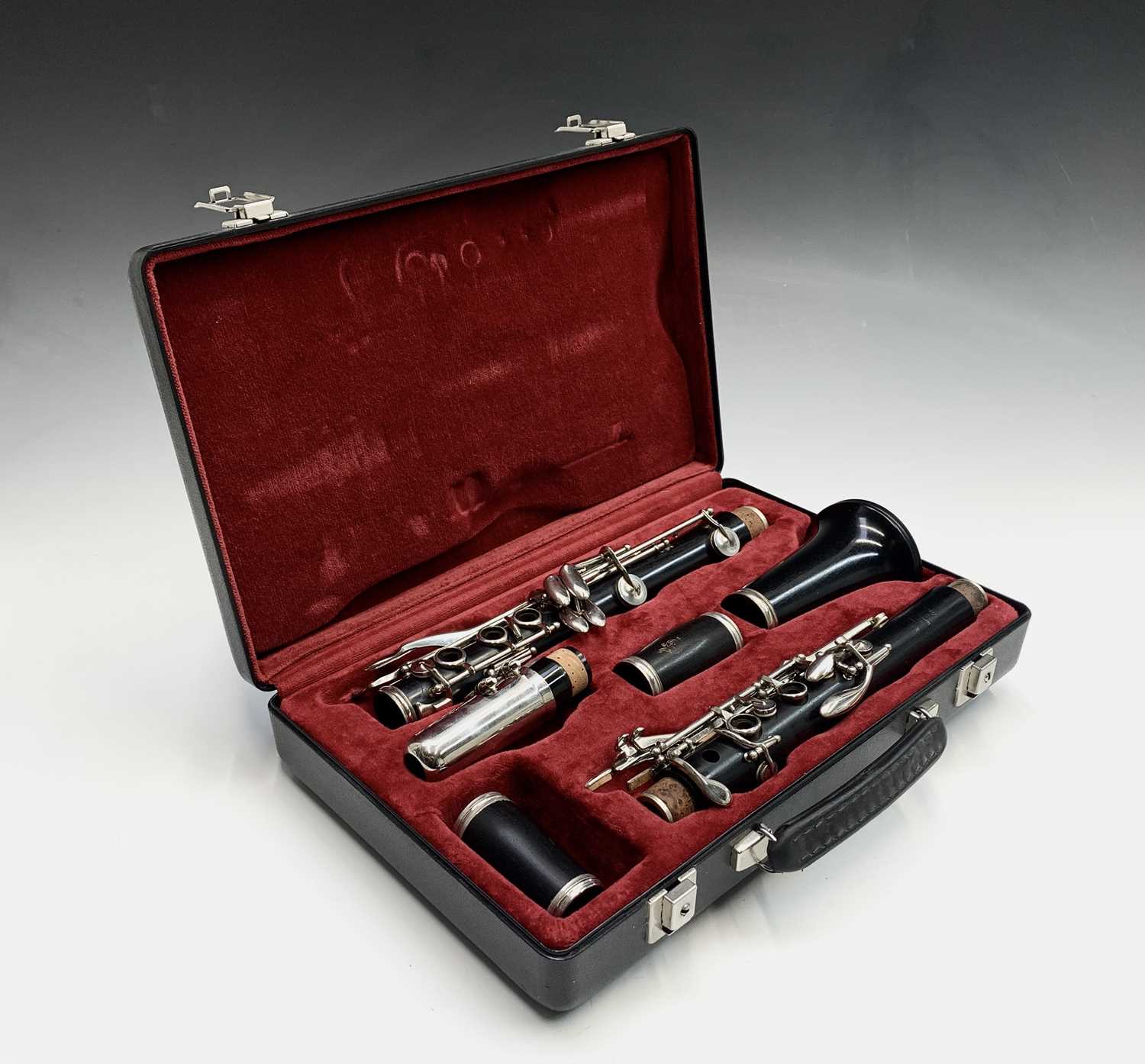 A Boosey & Hawkes Edgware model clarinet, with nickel mounts, number 274097A, in hard case.