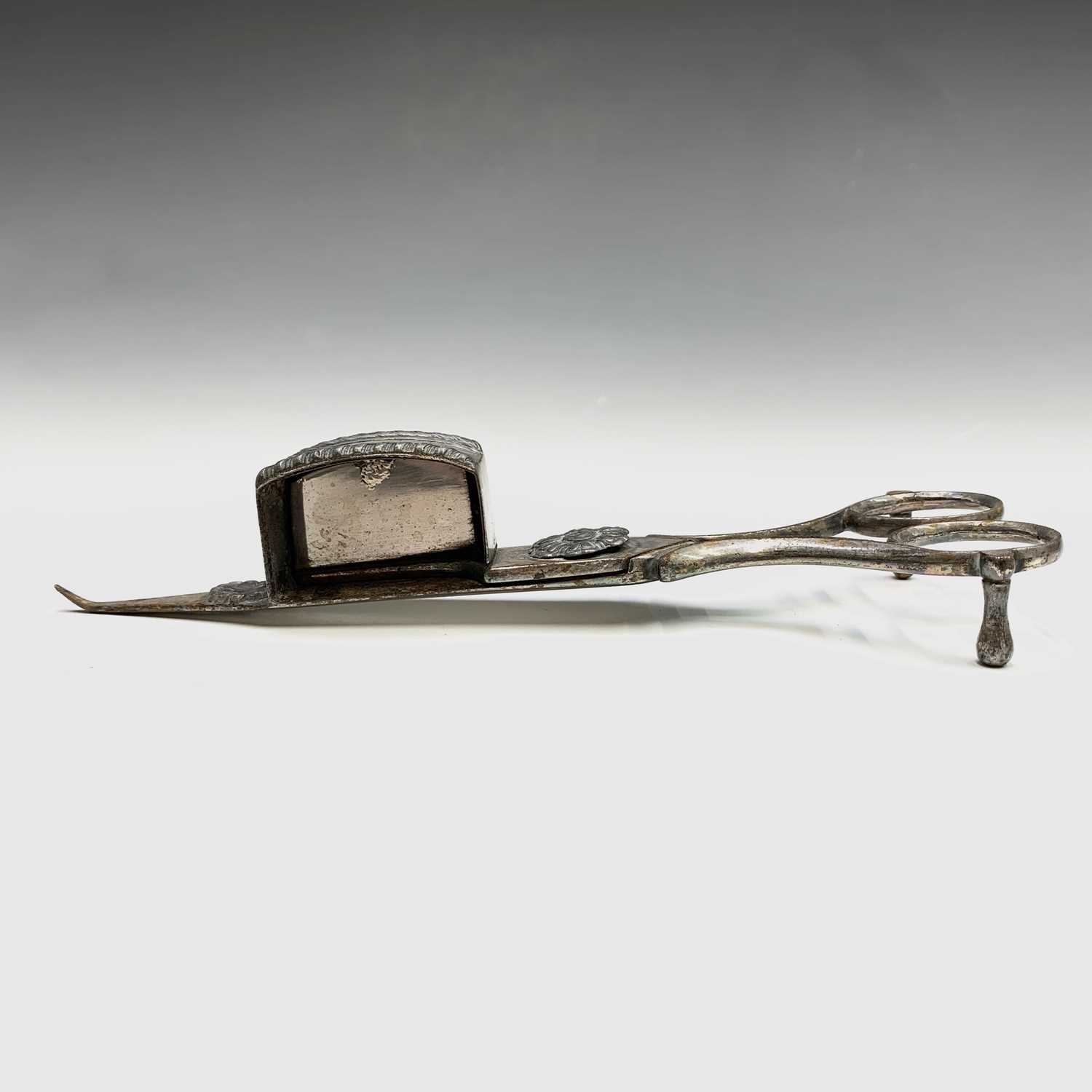 A pair of Regency Old Sheffield plate candle snuffers and tray, length 23.5cm, together with a - Image 6 of 9
