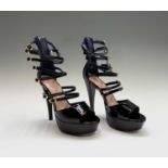 A pair of Kurt Geiger 'Harlow' black patent evening shoes, size 39 (UK 6), boxed.