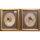 J. HEYWOOD (19th Century British School) Pair dog portraitsPencil heightened with whiteBoth signed