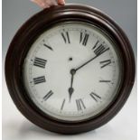 An oak cased School wall clock, with spring driven movement, diameter 43cm.