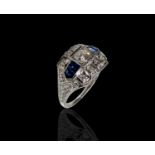 A Sophia platinum diamond and sapphire ring 4.1gmCondition report: Size M1/2 No condition issues