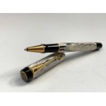 Parker Duofold International rollerball pen in white pearl and black with blue medium cartridge,