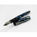 Parker Duofold International fountain pen in blue check with 18ct gold medium nib, 131mm Y.III