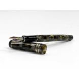 Parker Duofold International fountain pen in green check with 18ct gold medium nib, 131mm Y.III date