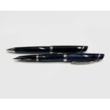 A Sheaffer Valor deep blue pearlescent fountain pen with paladium trim and 14ct gold nib together