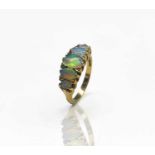 A 9ct gold five stone Victorian style opal ring 3.9gmCondition report: No condition issues, stones