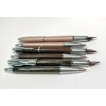 Three Parker IM Premium fountain pens each with a matching ball pen