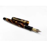 Parker Duofold International fountain pen in amber check with 18ct gold medium nib, 131mm Y.III date