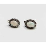 A pair of opal and diamond earrings 3gm