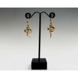 A pair of Victorian high purity two-colour gold acorn earrings 6.9gm