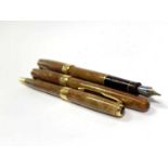 A Parker Sonnet Chinese three pen Premier Gold set with Chinese characters in gold, the fountain pen
