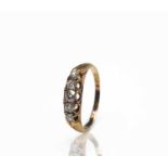 An 18ct gold five stone diamond ring Birmingham 1916 3gmCondition report: Size N1/2