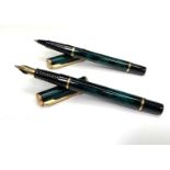 A Waterman Laureat Mineral Green fountain pen and matching rollerball pen