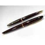 A Waterman Carene amber fountain pen with medium 18ct gold nib and matching ballpoint penCondition