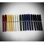 Eight Sheaffer No Nonsense fountain pens and ten No Nonsense ballpoint pens