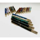 Twenty fountain pens, each has a German Iridium Point nib, gold plated mounts and a variety of tubes