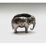 An Edwardian silver elephant pin cushion by Adie & Lovekin Ltd Birmingham 1906 94gm Length