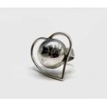 Silver witches heart dome ring 13.3gm