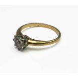 An 18ct gold ring set a solitaire diamond of approximately 0.5cts 2.6gmCondition report: Ring size L