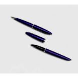 A Waterman Careine mat purple fountain pen with 18ct gold nib and a matching ballpoint pen