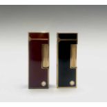 Two Dunhill gold plated Rollagas lighters, one red and one black