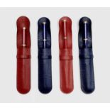 Two pairs of Waterman Lady Charlotte pens, one red and one blue, each has it's pouch