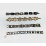 Four silver bracelets 89gm