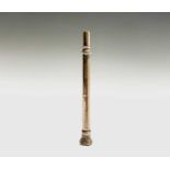 A Victorian gold propelling pencil with date 11 Dec 1847. Citrine stone seal finial