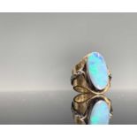 A craft gold and silver ring set an opal 12.6gmCondition report: Approx size: R-S