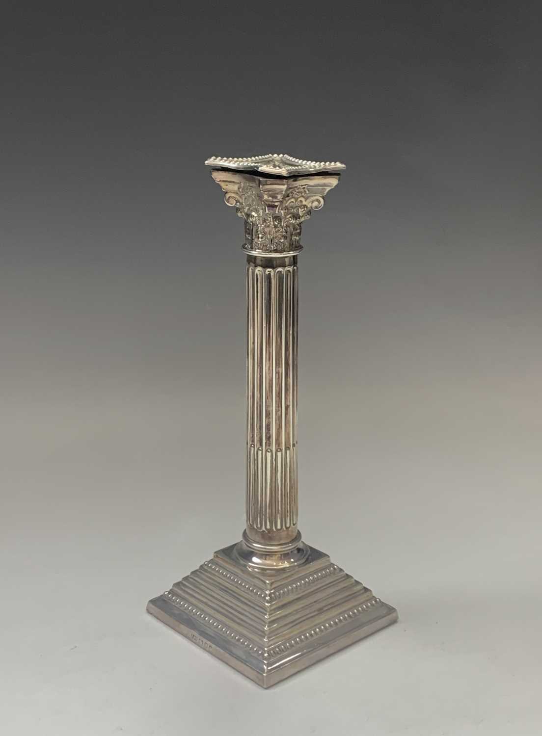 A pair of filled silver classical column candlesticks London 1974 Ht 25.5cmCondition report: Good - Image 6 of 7