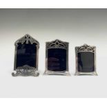Three Middle Eastern silver small photograph frames 77.9gm The highest 12cm