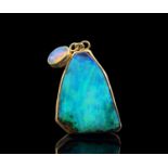 A double opal pendant mounted in 9ct gold by Michael Manzi 45mm 11.1gmCondition report: The