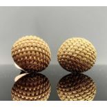 A pair of 18ct gold basket work dome earrings 10.4gmCondition report: Diameter: 18mmHeight 9mm 10.
