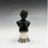 A Wedgwood basalt Venus seal with silver base. Impressed Wedgwood, the silver unmarked Ht 9cm base