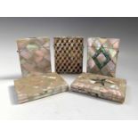 Five mother-of-pearl card cases